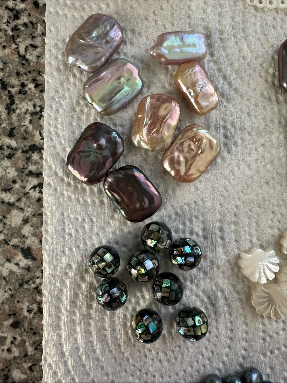 Jewelry Supply Assortment Pearl Mother of Pearl White Pink Purple DIY Jewelry - Picture 4 of 6
